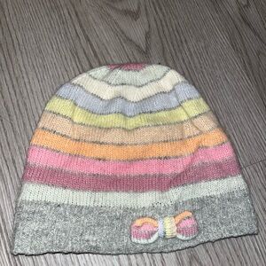 GAP Multicolor Striped Knit Beanie with Bow